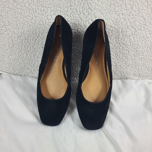 Crown Vintage Shoes - Crown Vintage Talzie Black Suede Square Toe Ballet Flats CV-TALZIE Womens 8M 39